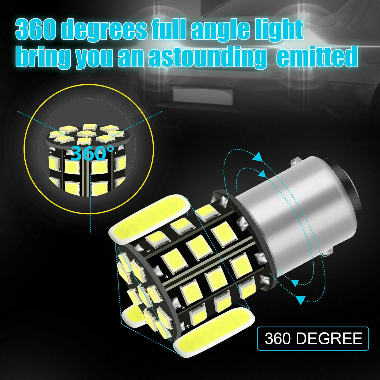 4x 1157 33-SMD White LED Tail Brake Stop Reverse Parking Turn Signal Light Bulbs