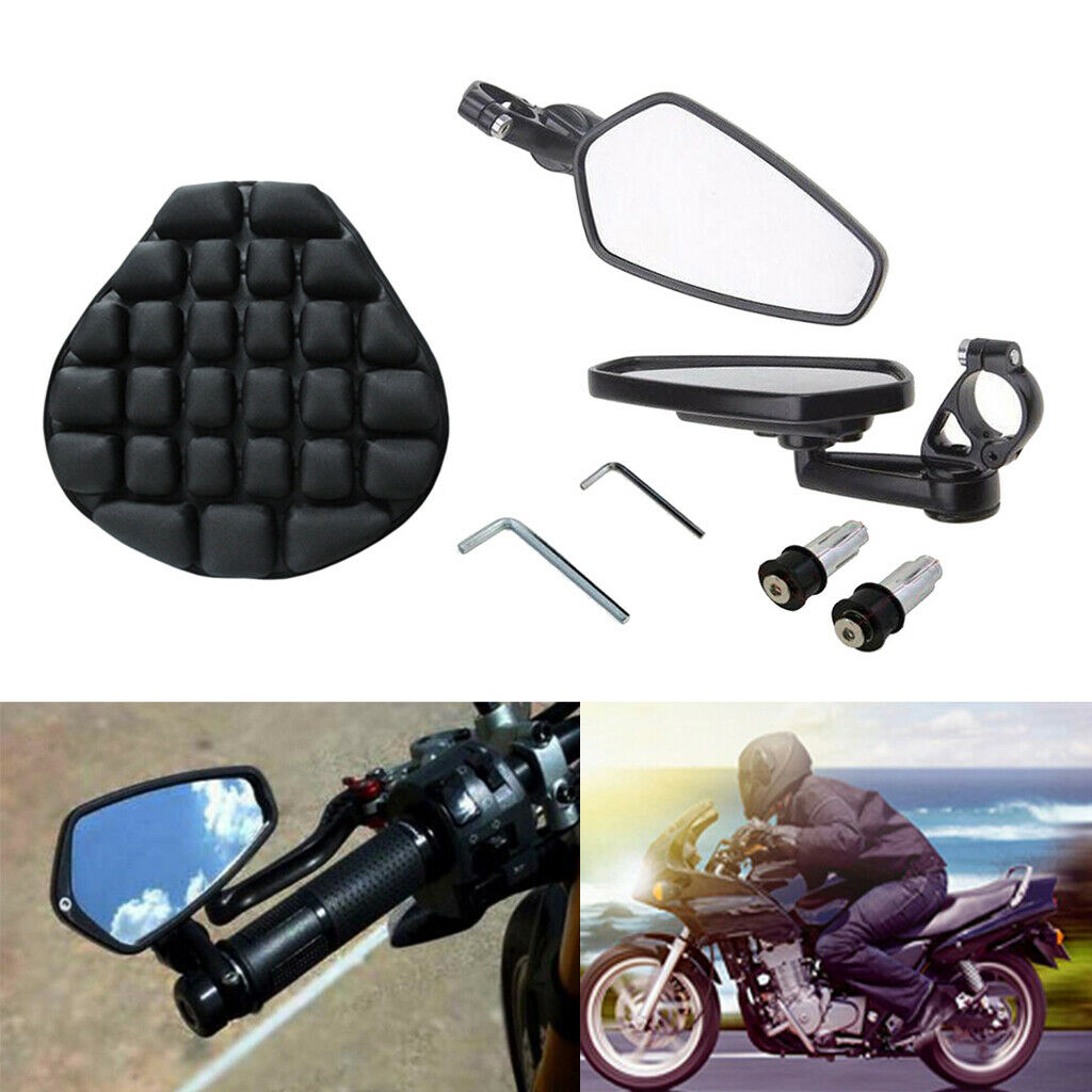Non-slip Inflatable Motorcycle Seat Cushion Pad and Side Mirrors 7/8in 22mm