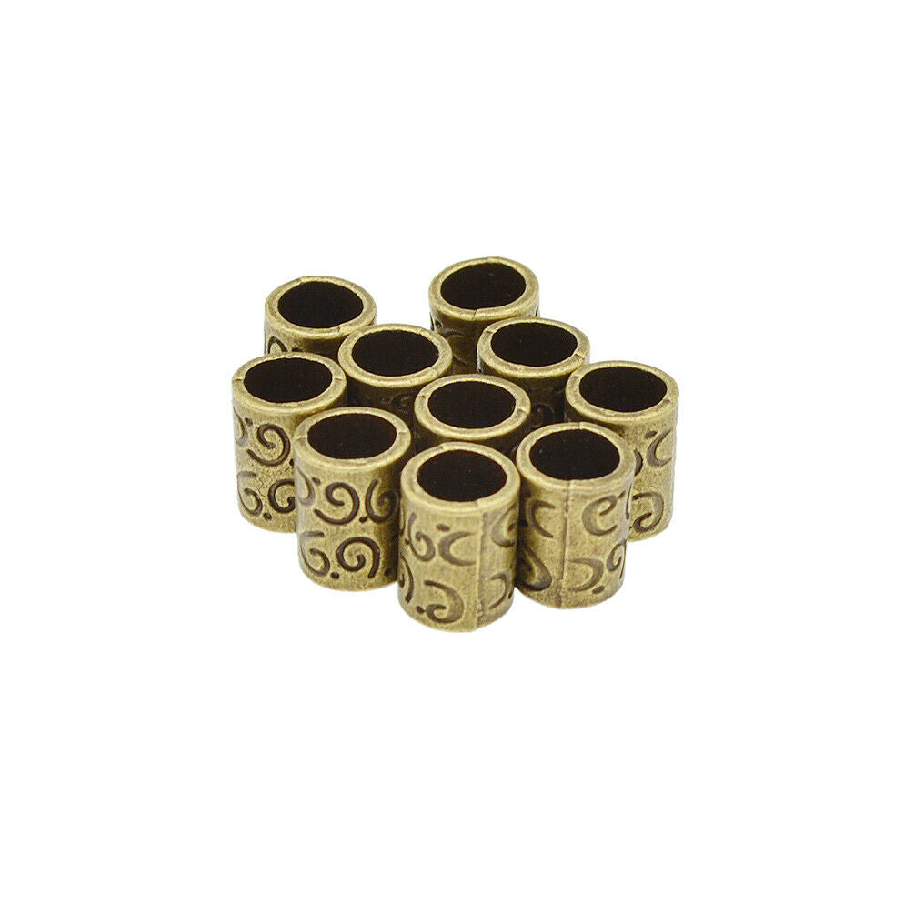 10 Pcs Bronze Hair Braid Rings Cylinder Dreadlock Hair Beads Jewelry Accessories