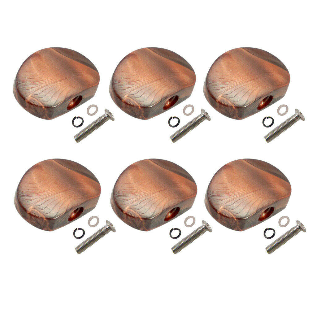 6x Tuner Tuning Key Knob Button DIY for Acoustic/Electric Guitar Oval Coffee