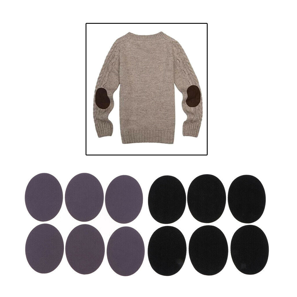 6 Pairs Elbow Knee Patches DIY Shirt Suit Blouses Backpack Sewing Black Grey