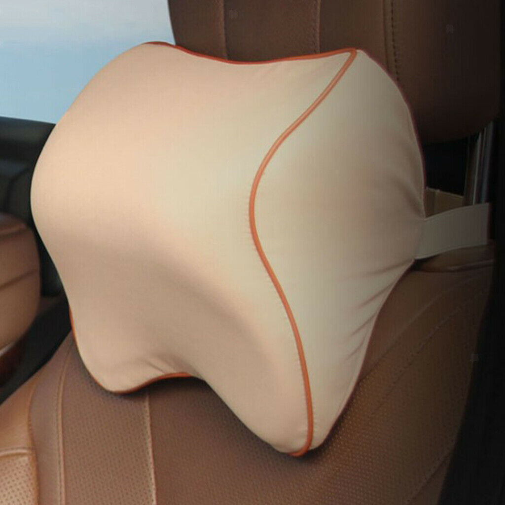 Car Head Neck Rest Cushion Support Pillow Headrest Memory Foam Beige