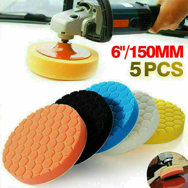 5PCS 6 INCH Polishing Waxing Pad Sponge Buff Buffing Kit Set For Car Polisher