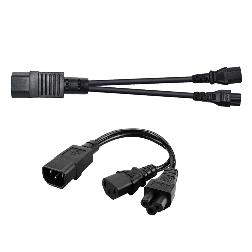 2pcs IEC C14 to C13+C5 Male to Female Splitter Extension Cable Adapter Lead