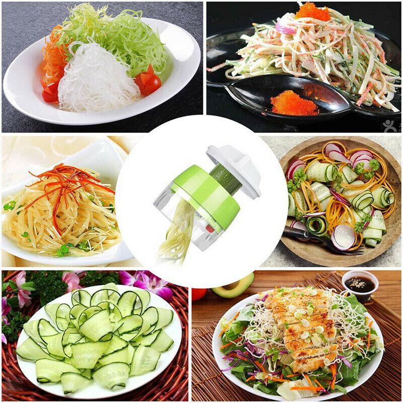 4in 1 Handheld Spiralizer Vegetable Fruit Slicer Adjustable Spiral Grater Cu SJ
