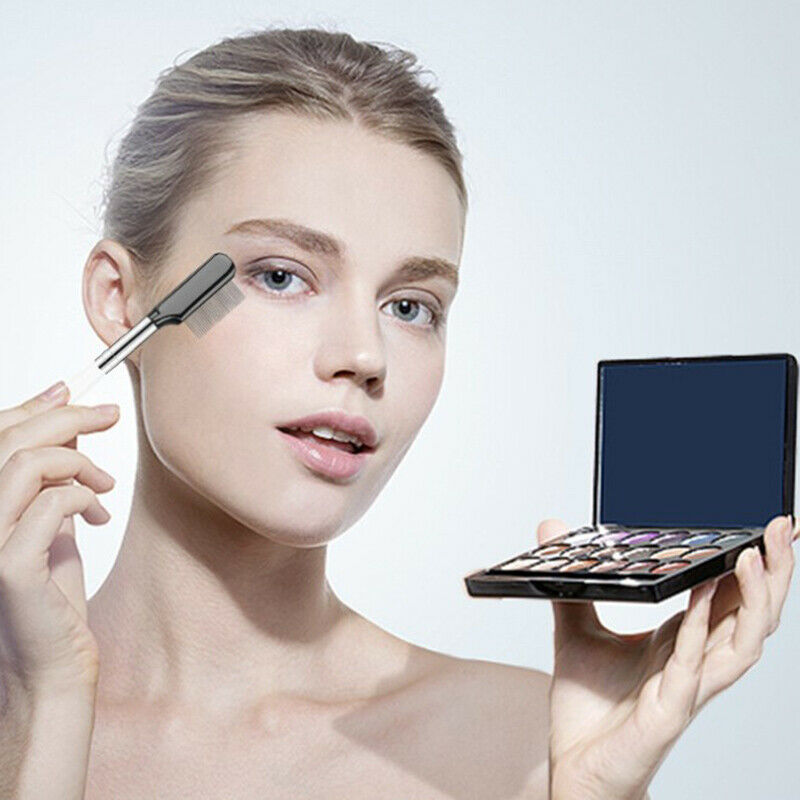 Stainless Steel Eyebrow Comb Makeup Brush Eyelash Comb with Cover Cosmeti.l8