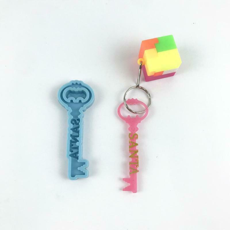 Santa Claus Key Shape Keychain Mould Crystal Epoxy Creative Silicone Mould
