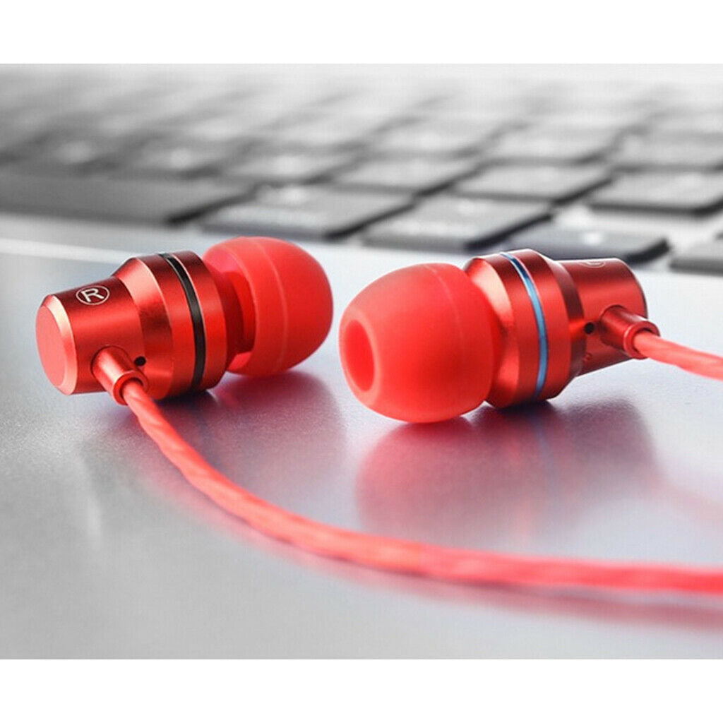 Universal in-ear bass earphones with microphone and remote control red
