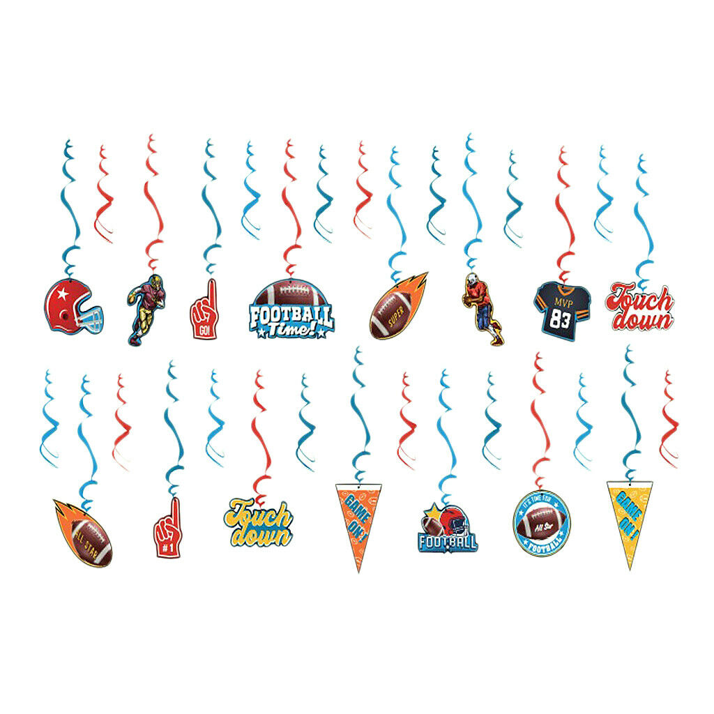 Pack of 30pcs Football Hanging Swirls Decorations Kit Sports Games Day Birthday