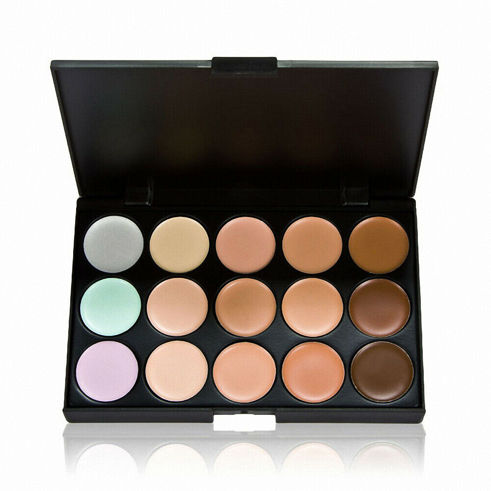 15 Colors Contour Palette with Kabuki Foundation Concealer Makeup Brush Set