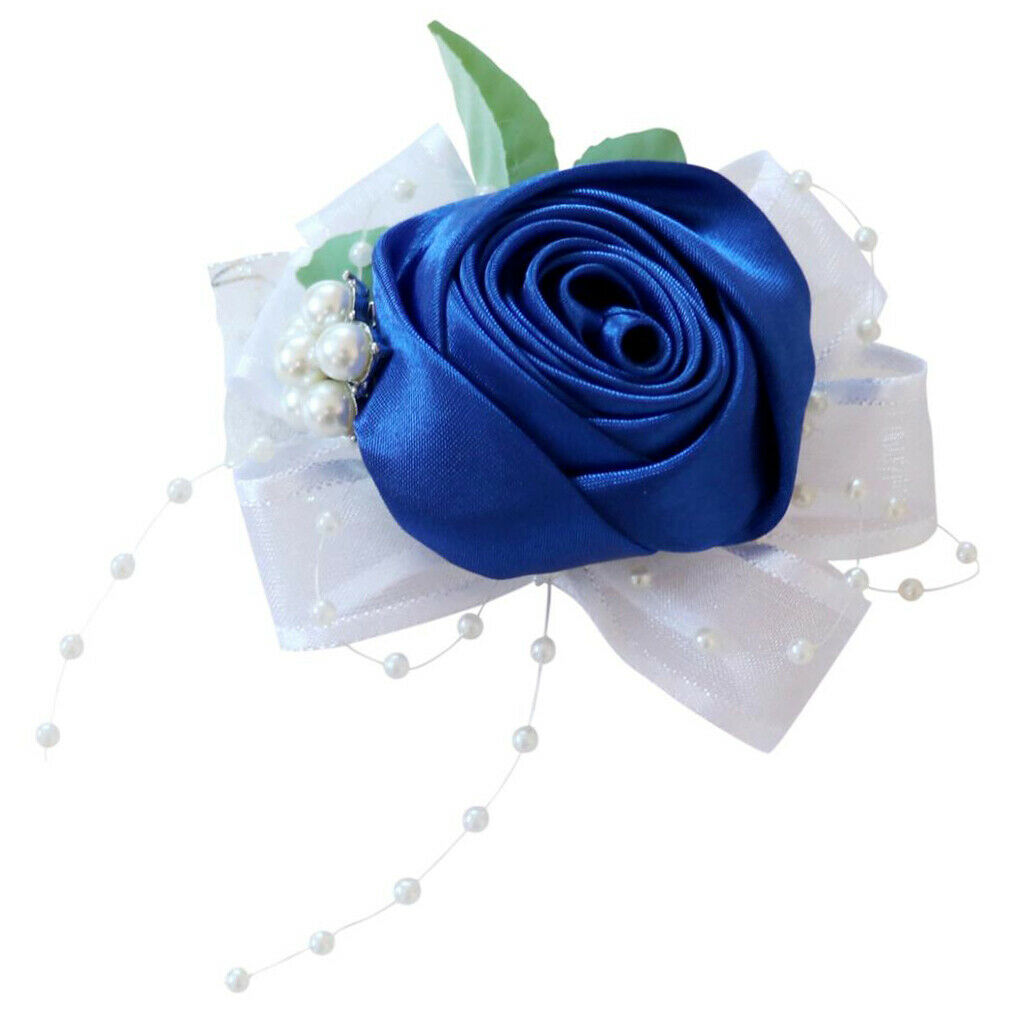 5pcs Romantic Pearls Wrist Corsage Rose Hand Flower Wedding Party Supplies Gift