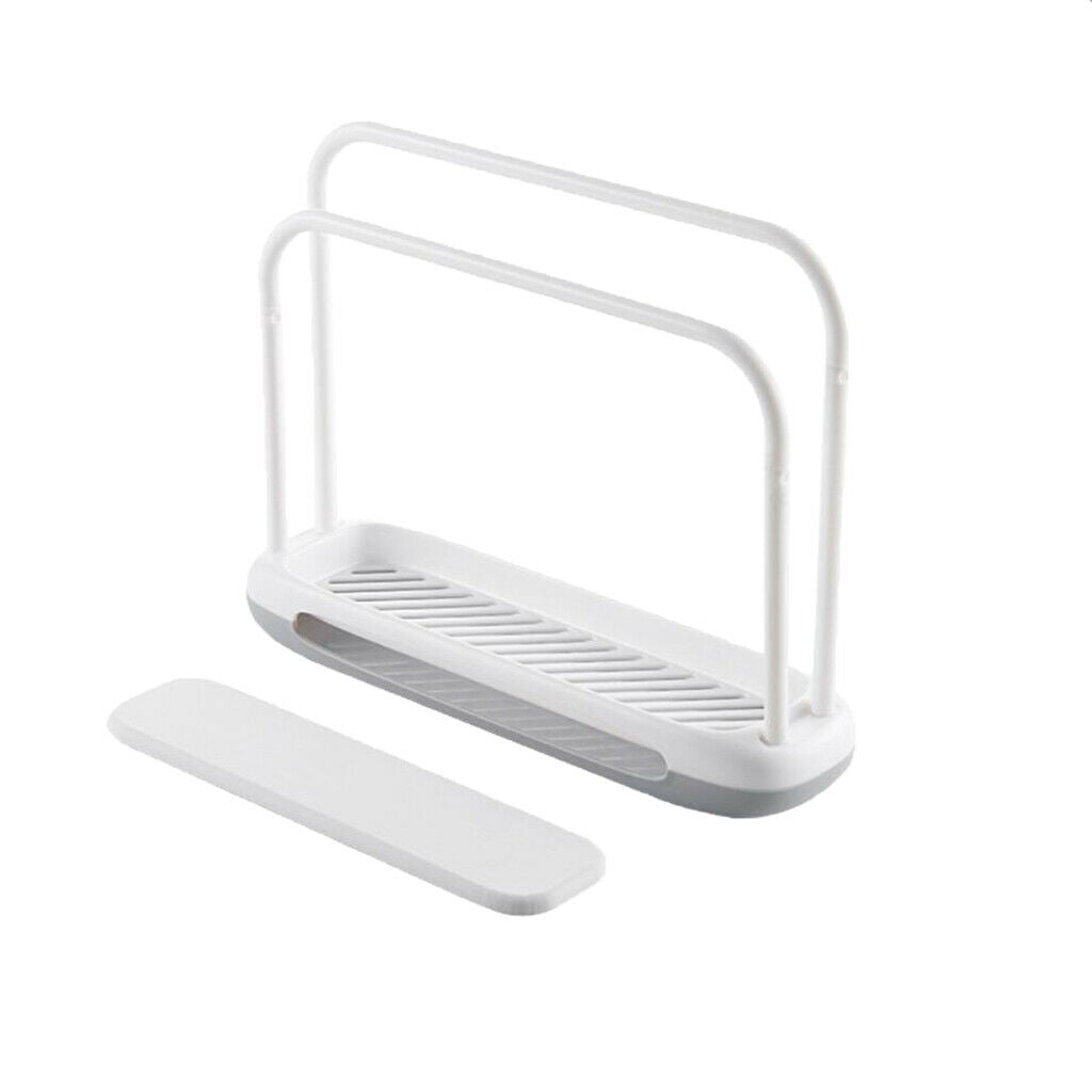 Double Bar Towel Rag Hanger Dishcloth Drying Rack White with Diatom mud