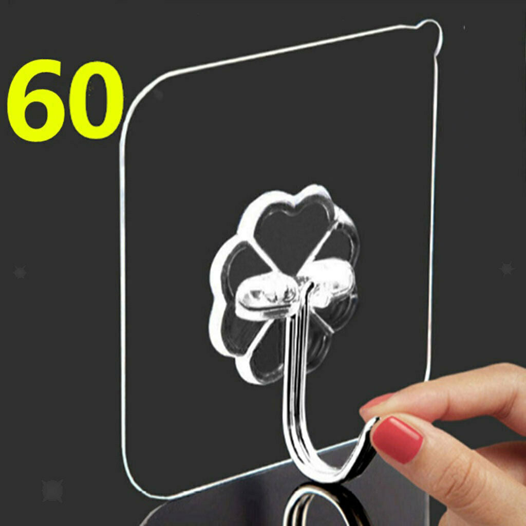 60 Pieces Suction Cup Wall Hooks Kitchen Hangers Waterproof Hanging Hangers