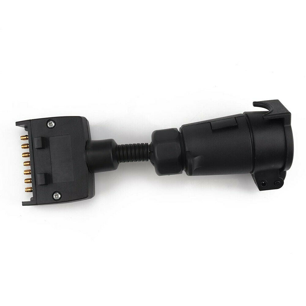 New Car Trailer Adaptor 7 Pin Flat Male plug to 7 Pin Large round Female socket