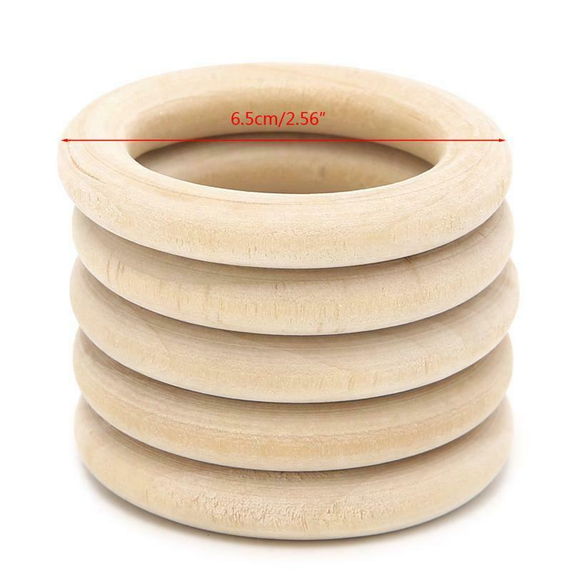 DIY Wooden Beads Connectors Circles Rings Beads Lead-Free Natural Wood 65mm