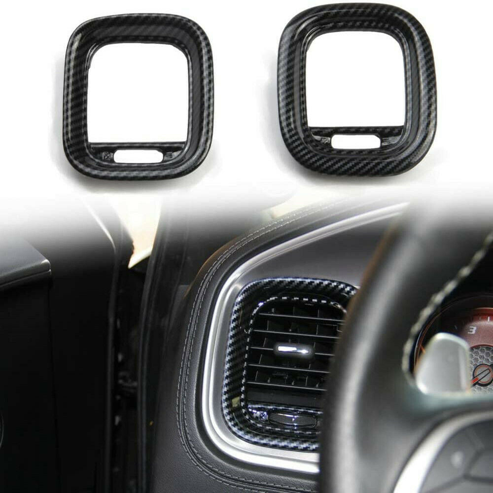 For Dodge Charger 15-21 Carbon Fiber Car Air Vent Outlet Cover Trim A/C Vent
