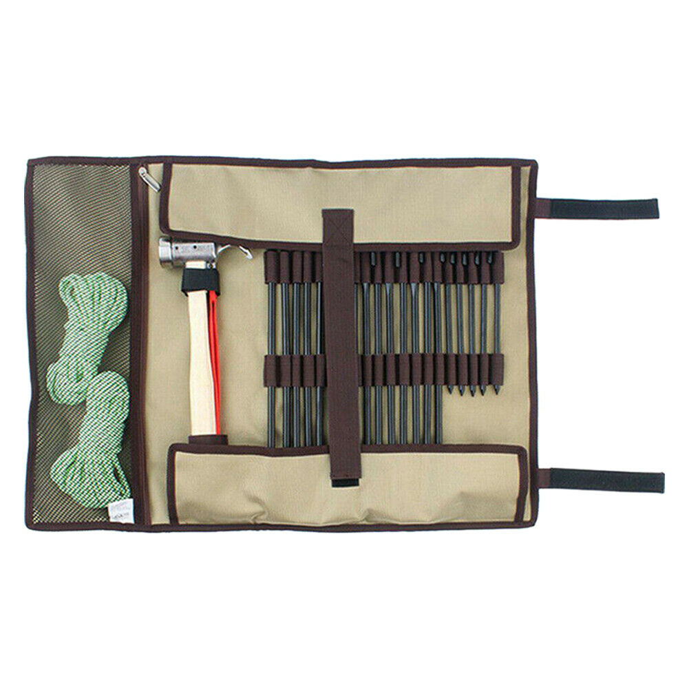 Outdoor Camping Tent Pegs Case Bag Pouch Nail Hammer Stakes Storage Holder HN US