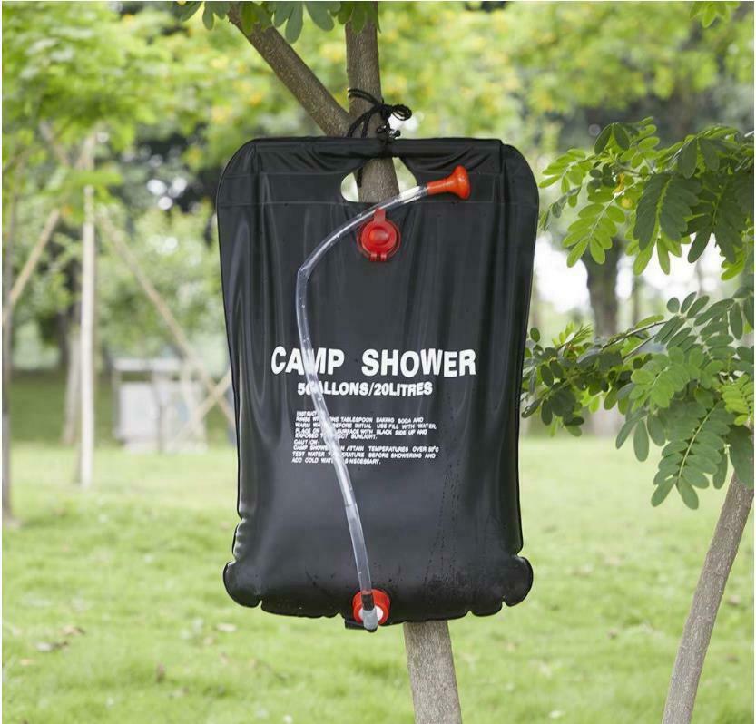 Camping Shower Portable Compact Solar Sun Heating Bath Bag Outdoor Camp 20L