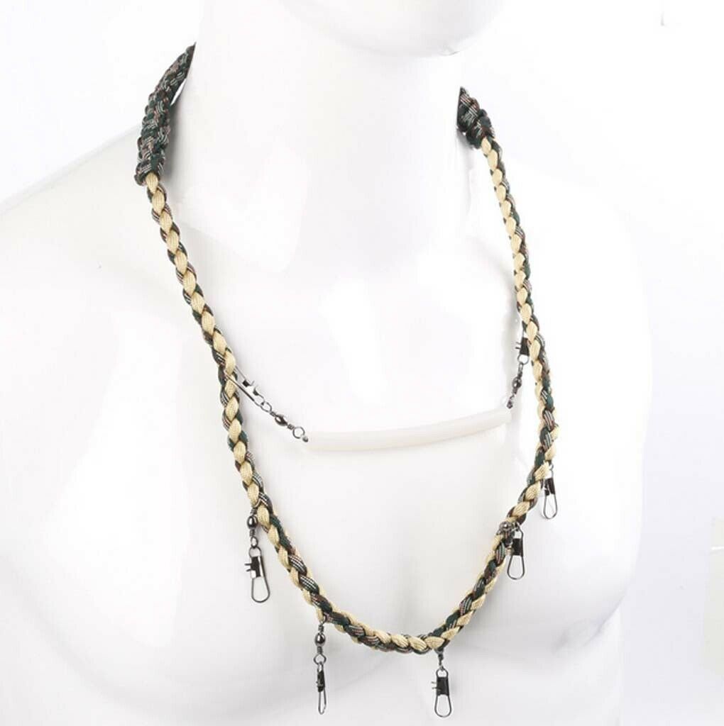 Paracord Fly Fishing Lanyard Neck Strap Cord Fishing Tackle Tools Holder Camo