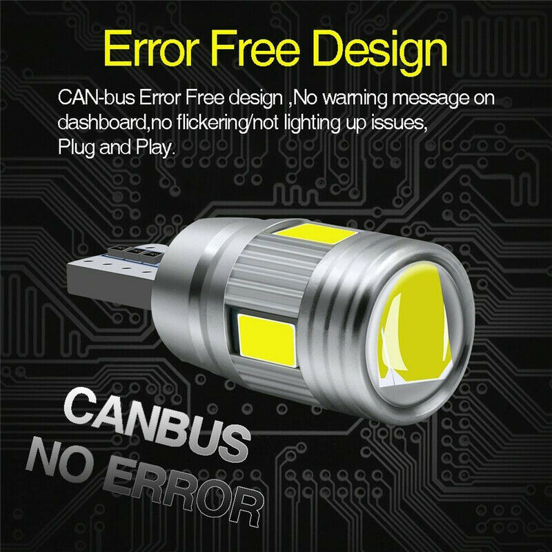 10Pcs White T10 LED Interior Map Lamp Car Trunk License Plate Parking Light Bulb