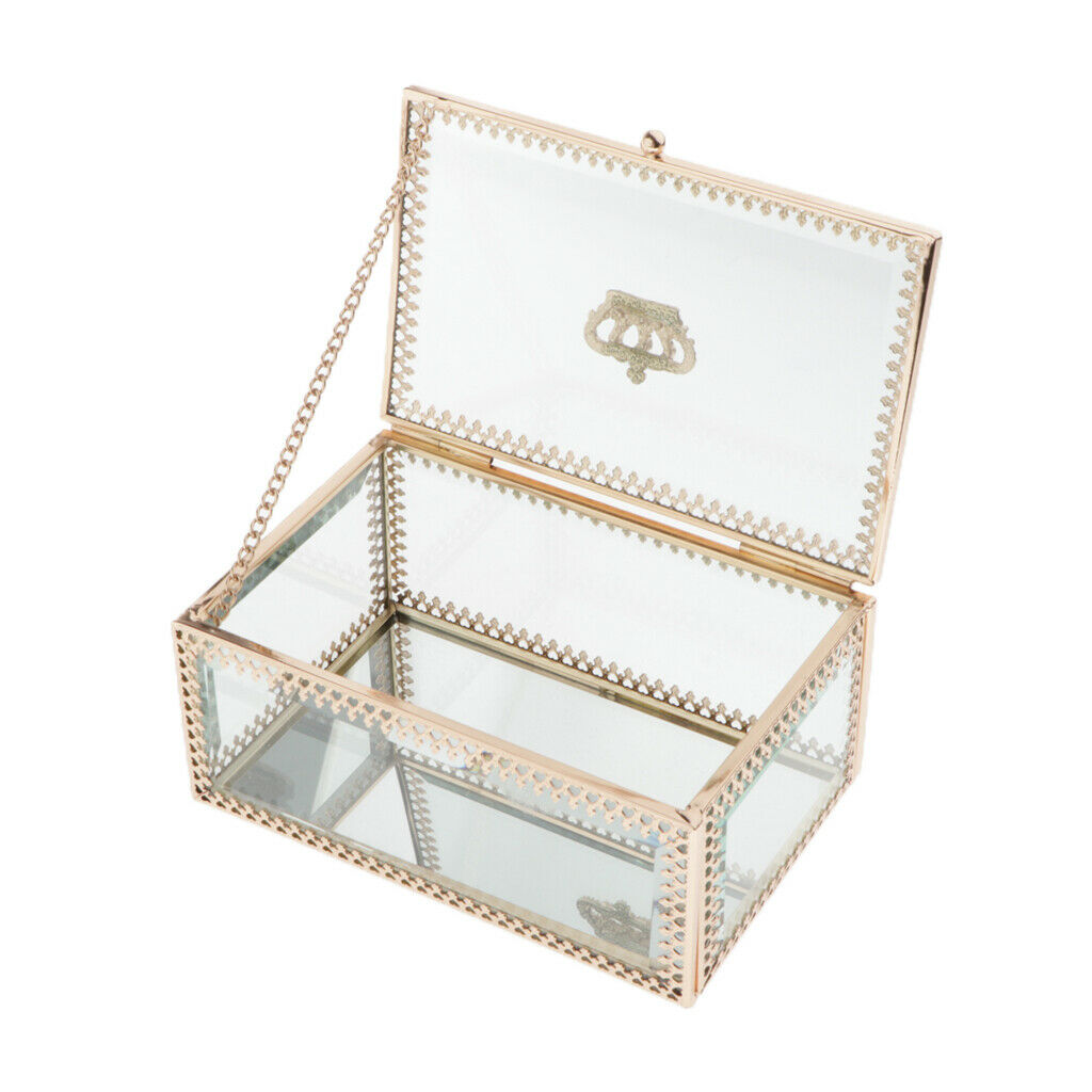 Glass Rectangular Trinket Jewelry Organizer Boxes Plants Flower Holder