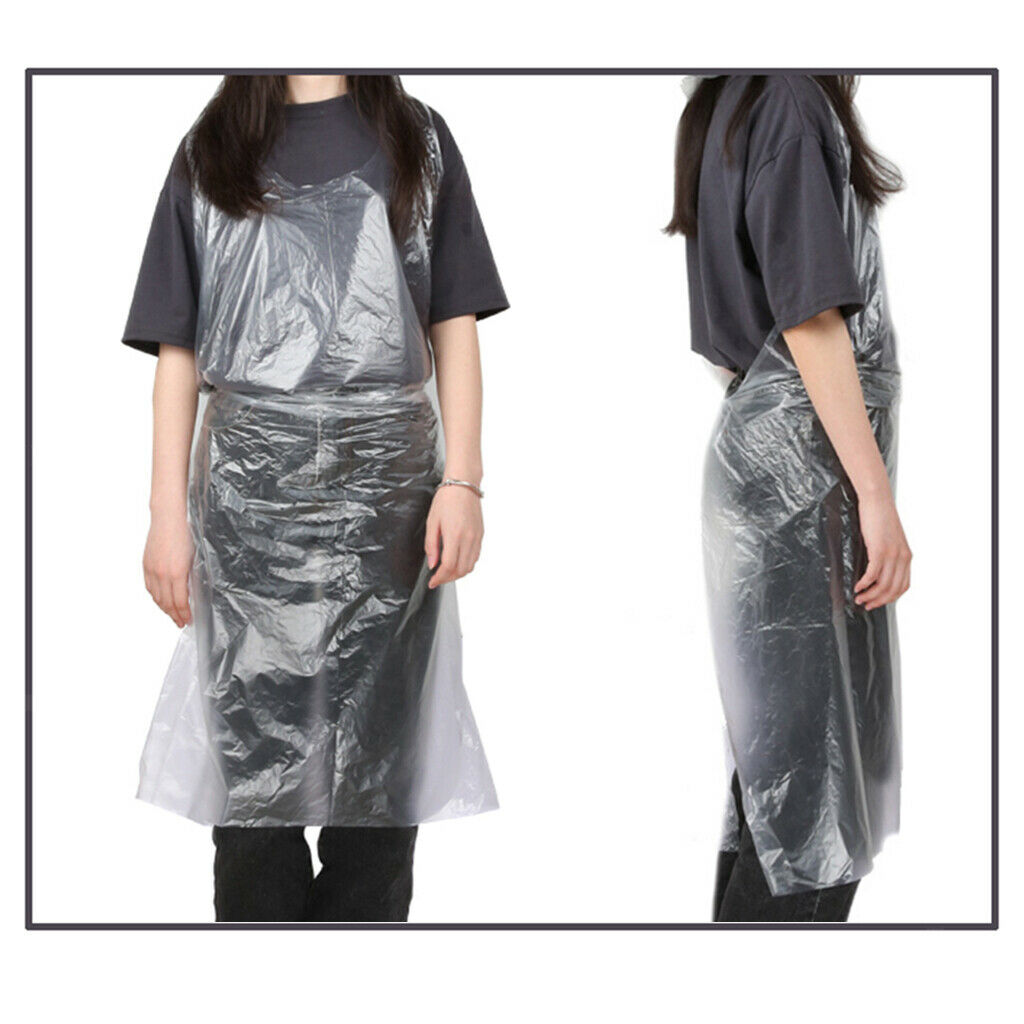 100 Pieces PE Disposable Salon Hair Cutting Cape Gowns Barber Shop Apron
