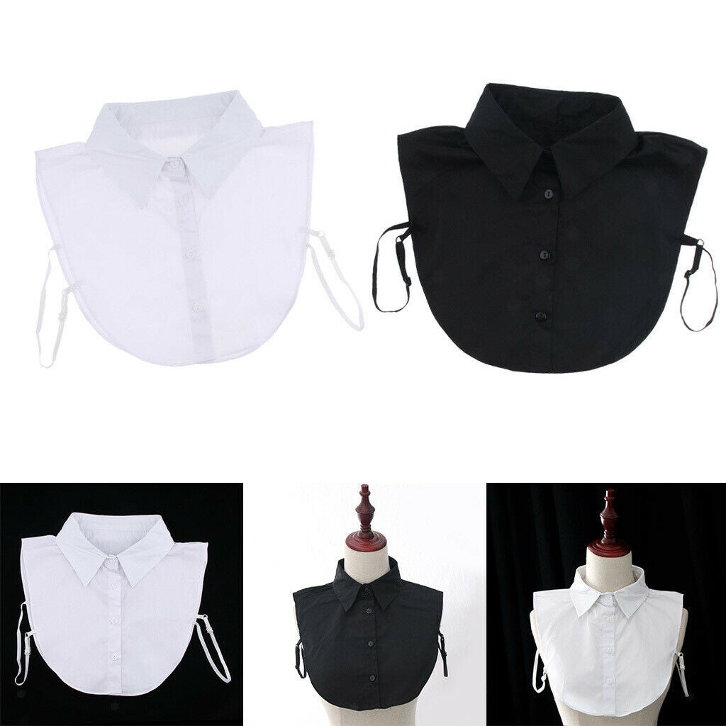 2x False Faux Collar Half Shirt Blouse Detachable W / 4 Buttons