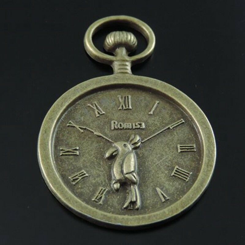 52*26mm Antiqued Bronze Alloy Parrot Pocket Watch Charm Pendant Findings 6 pcs