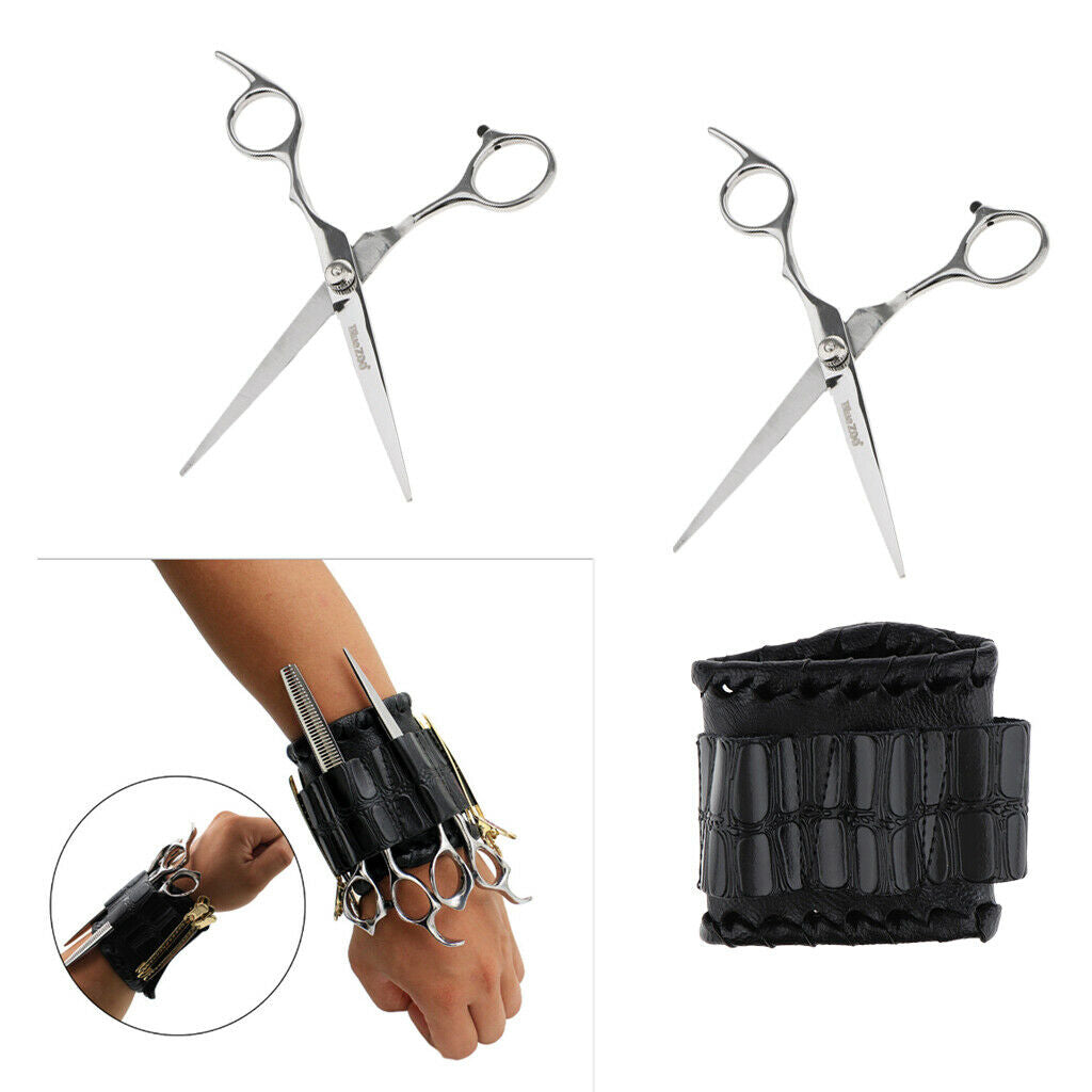 Wrist Bag Hairdresser Barber Scissors + 2 Units Stainless Steel Hair Clippers