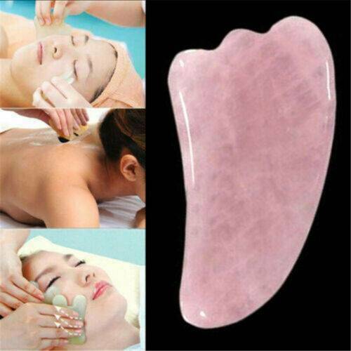Natural Pink Jade Gua Sha Board Rose Quartz Facial GuaSha Massage Tools US