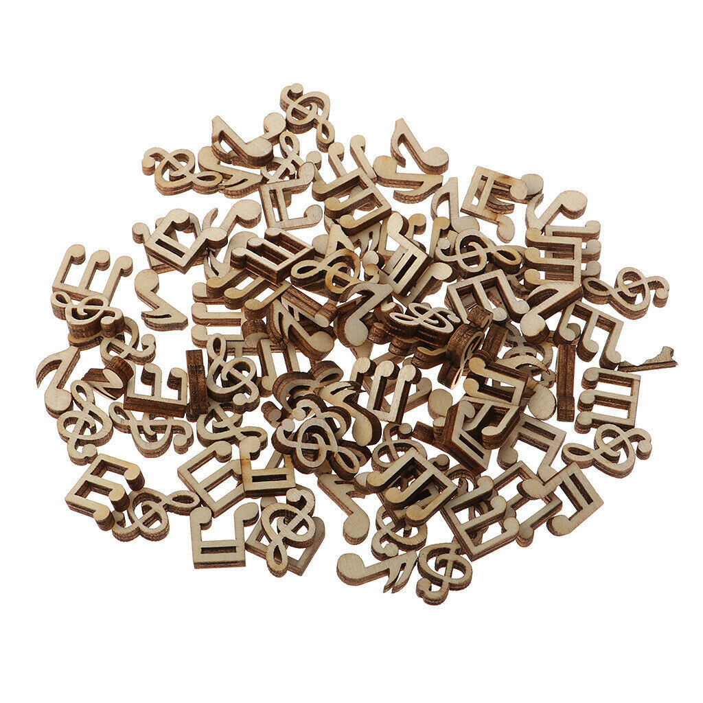 100 Pieces Cutouts Handmade Chips Embellishments Music Note for Decor New