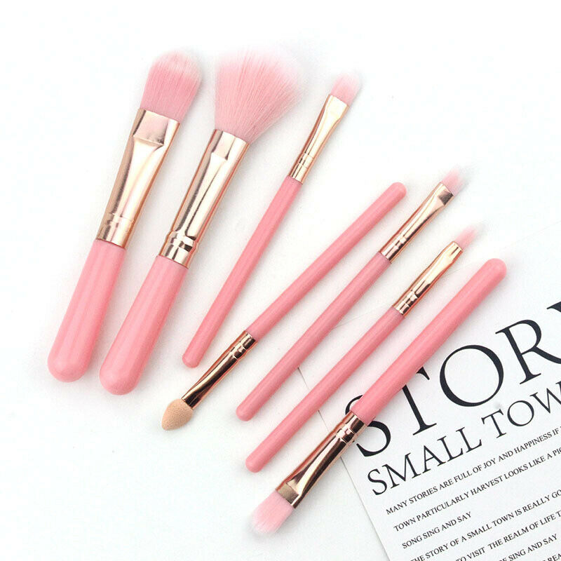 Lots 7PCS Pink Brushes Set Face Cosmetic Eye Shadow Blush Brush Make Up Tools