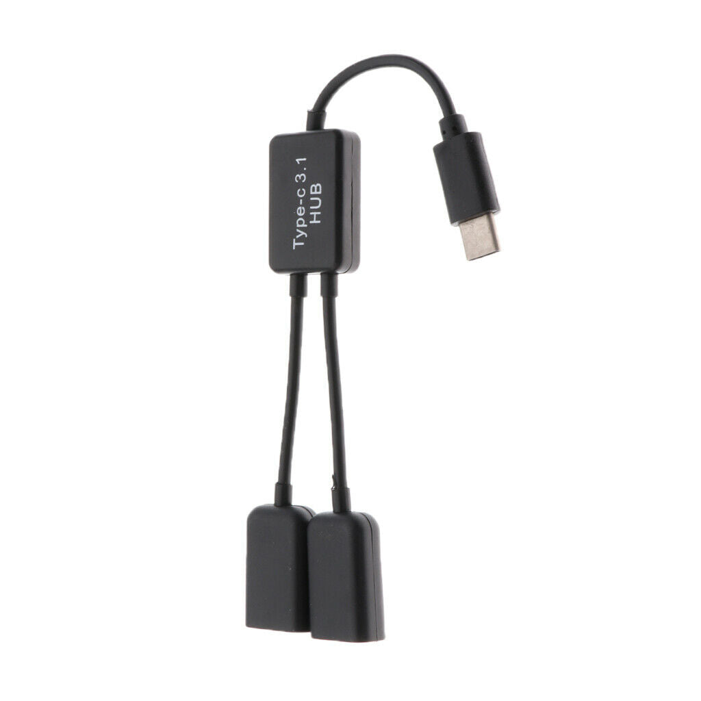 USB 3.1 Type C to Dual USB A 2.0 OTG Charge Hub Adapter Connector Cable Black