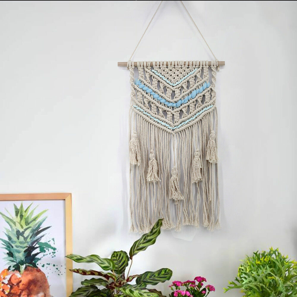 Blue Handmade Macrame Wall Hanging- Woven Wall Art- Macrame Tapestry-Boho Wall D