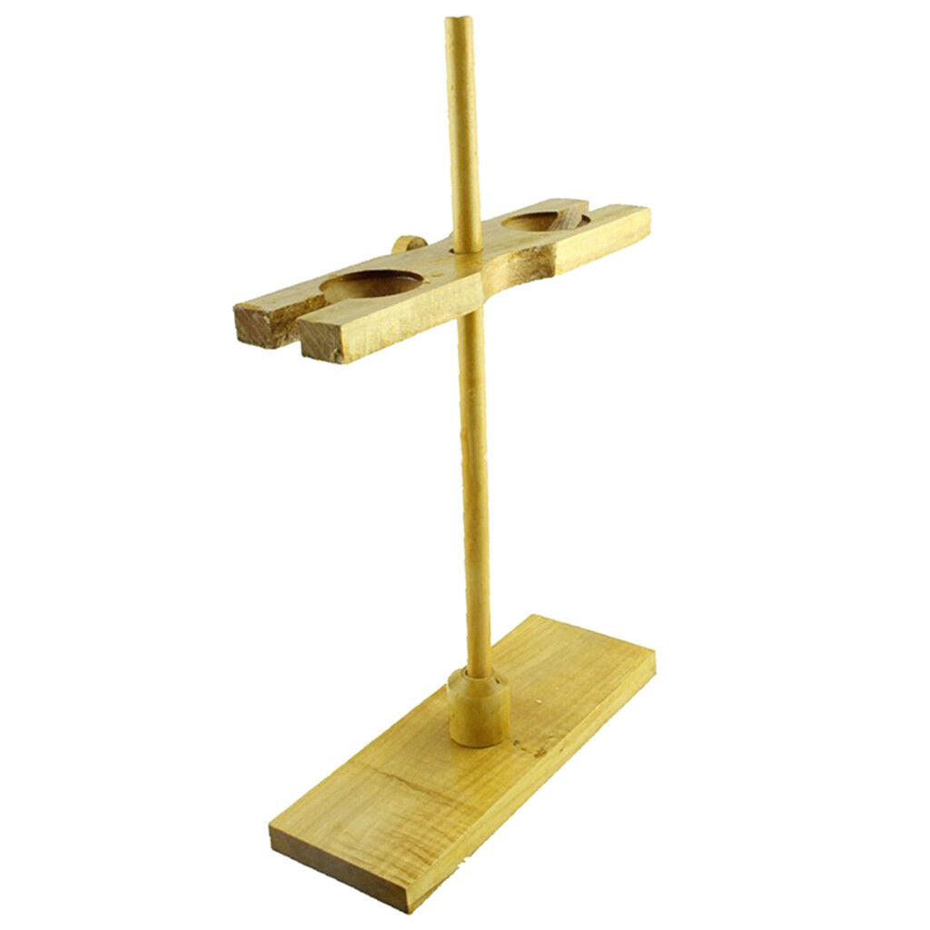 Wooden 2 Holes Laboratory Funnel Stand Holder Rack Lab/  Equipment Kit
