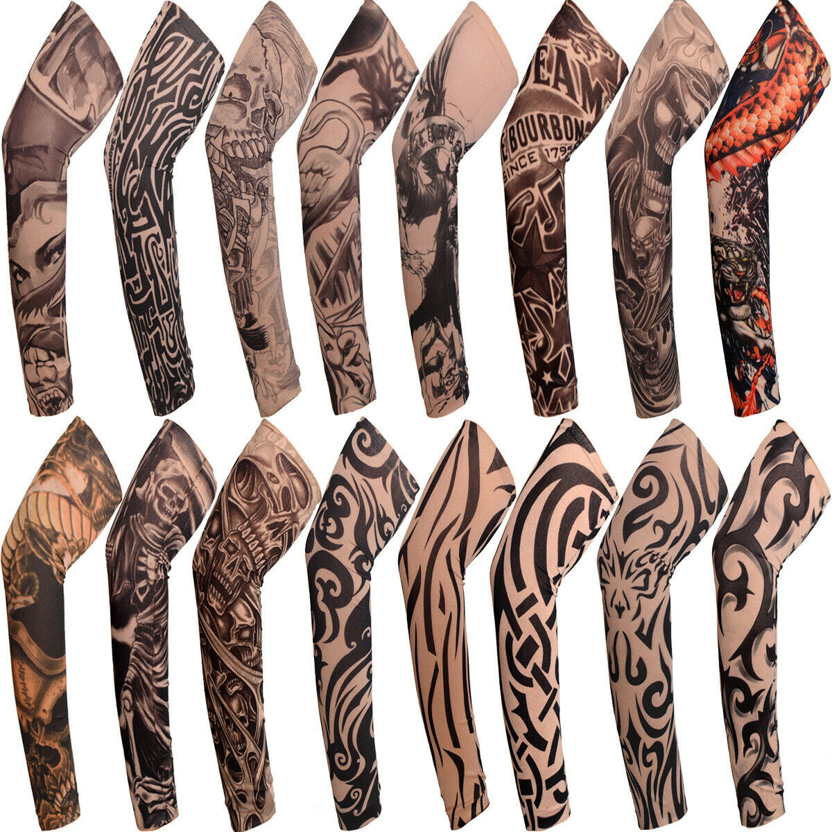 12 PCS Tattoo Cooling Arm Sleeves Cover Basketball Golf Sport UV Sun Protection