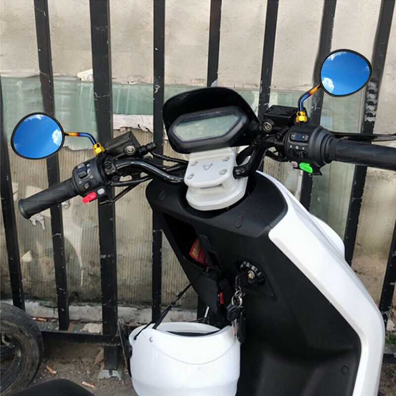 2PC Carbon Fiber Color Bar Scooter Motorcycle Rotation Rear View Side Mirror 8mm