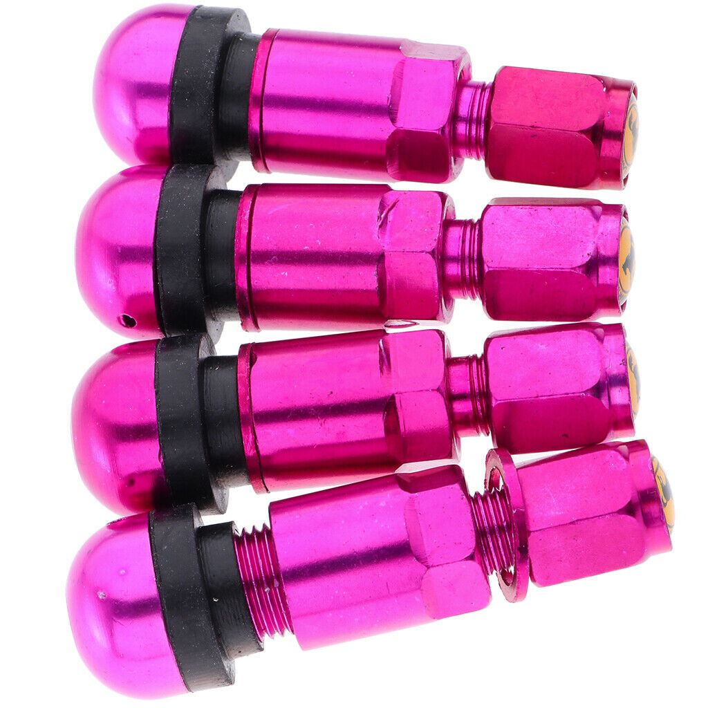 4 Pcs Car Tubeless Wheel Dust Caps Tire Valve Stems Purple + Black