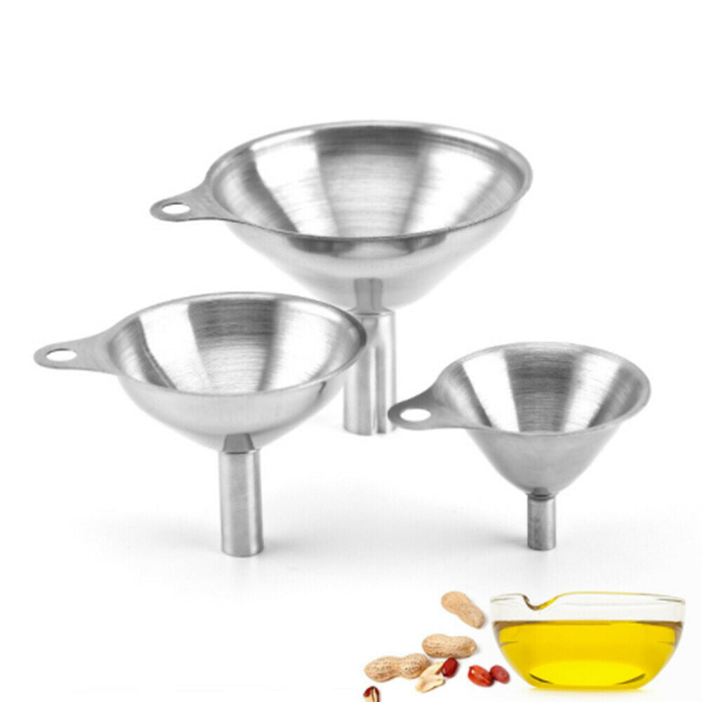 3Pcs Stainless Steel Cone Funnel Pour Oil Wine Liquid Hopper Kitchen Tools