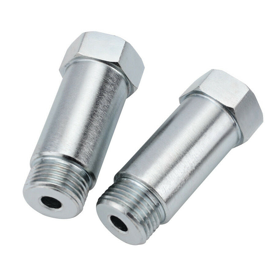 2x Zinc Plated Steel Straight O2 Oxygen Sensor Extension Spacer CEL Fix- M18x1.5