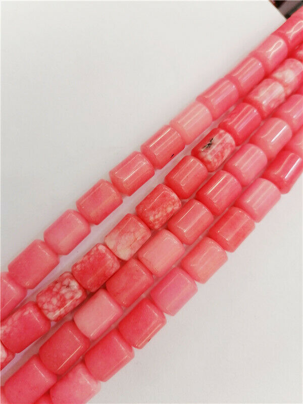 1 Strand 14x10mm Pink Malay Jade Cylinder Spacer Loose Beads 15.5inch HH8828