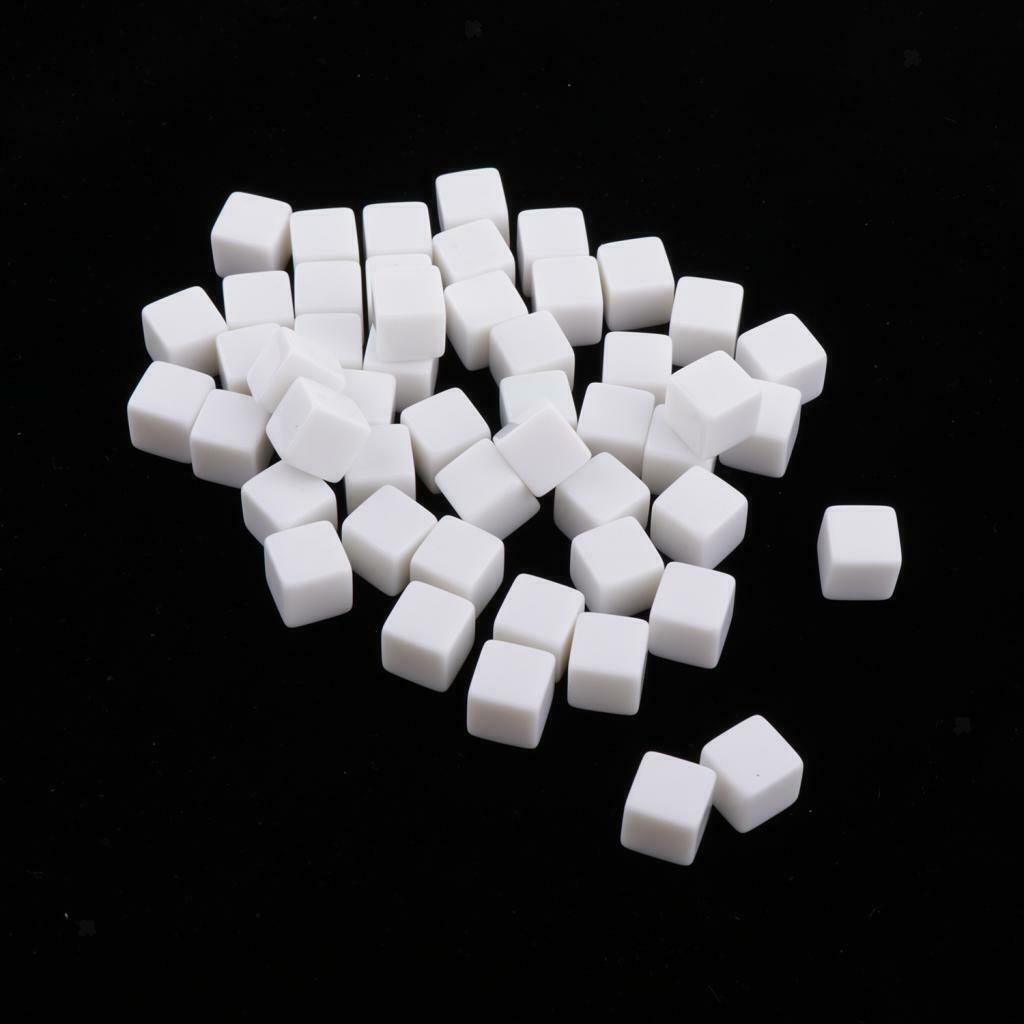 100Pcs Plastic White Opaque Blank D6 Dice for RPG Party Game Casino Supplies