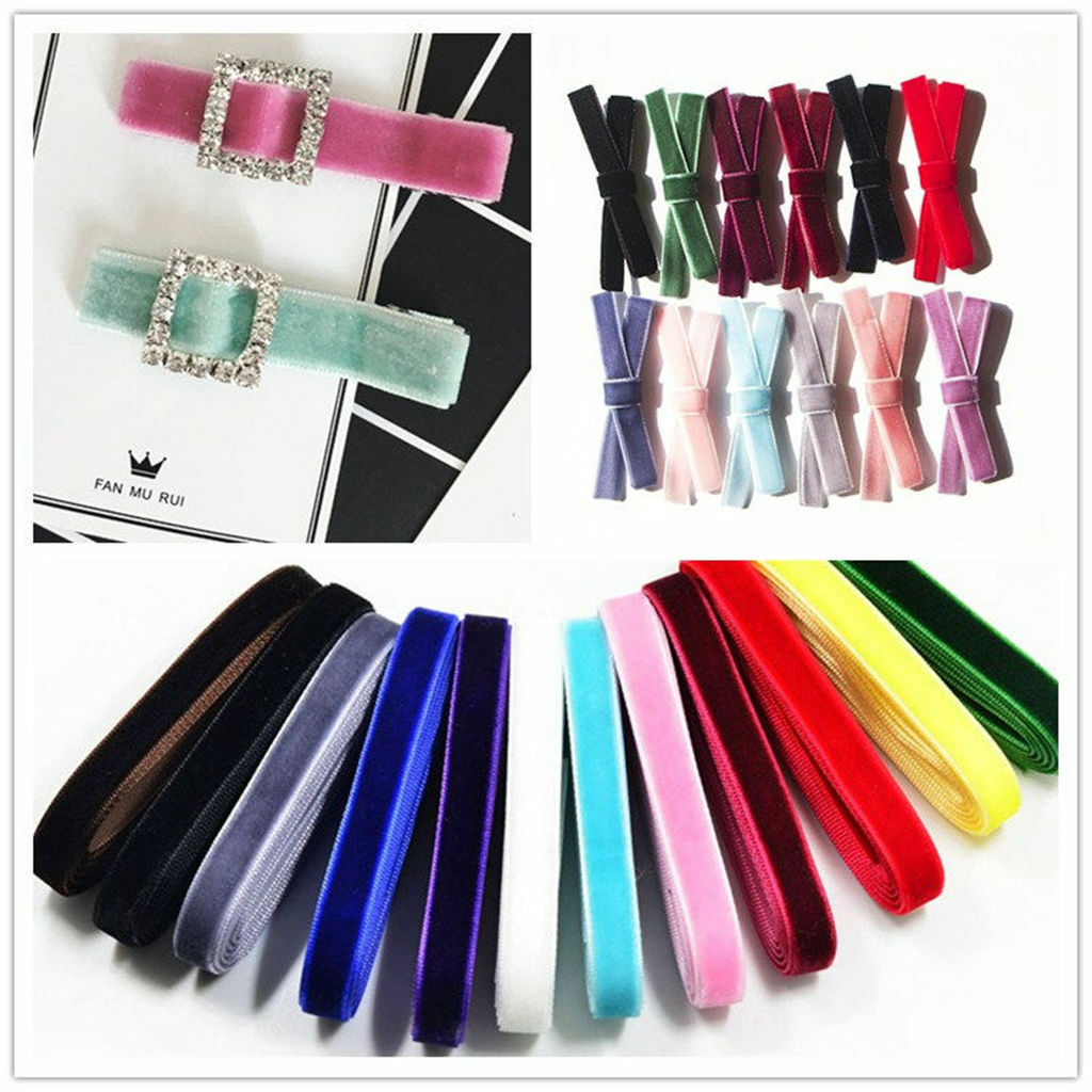 12 Pcs 1 Yard Luxury Velvet Ribbons for DIY Hair Accessories Craft 9mm