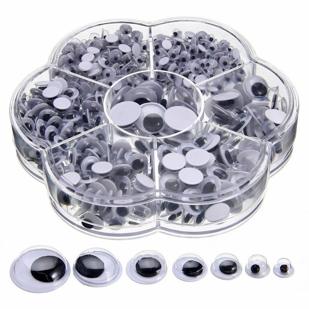 700pcs Sew-on Wiggly Wobbly Googly Eyes Scrapbooking Crafts 4-12mm