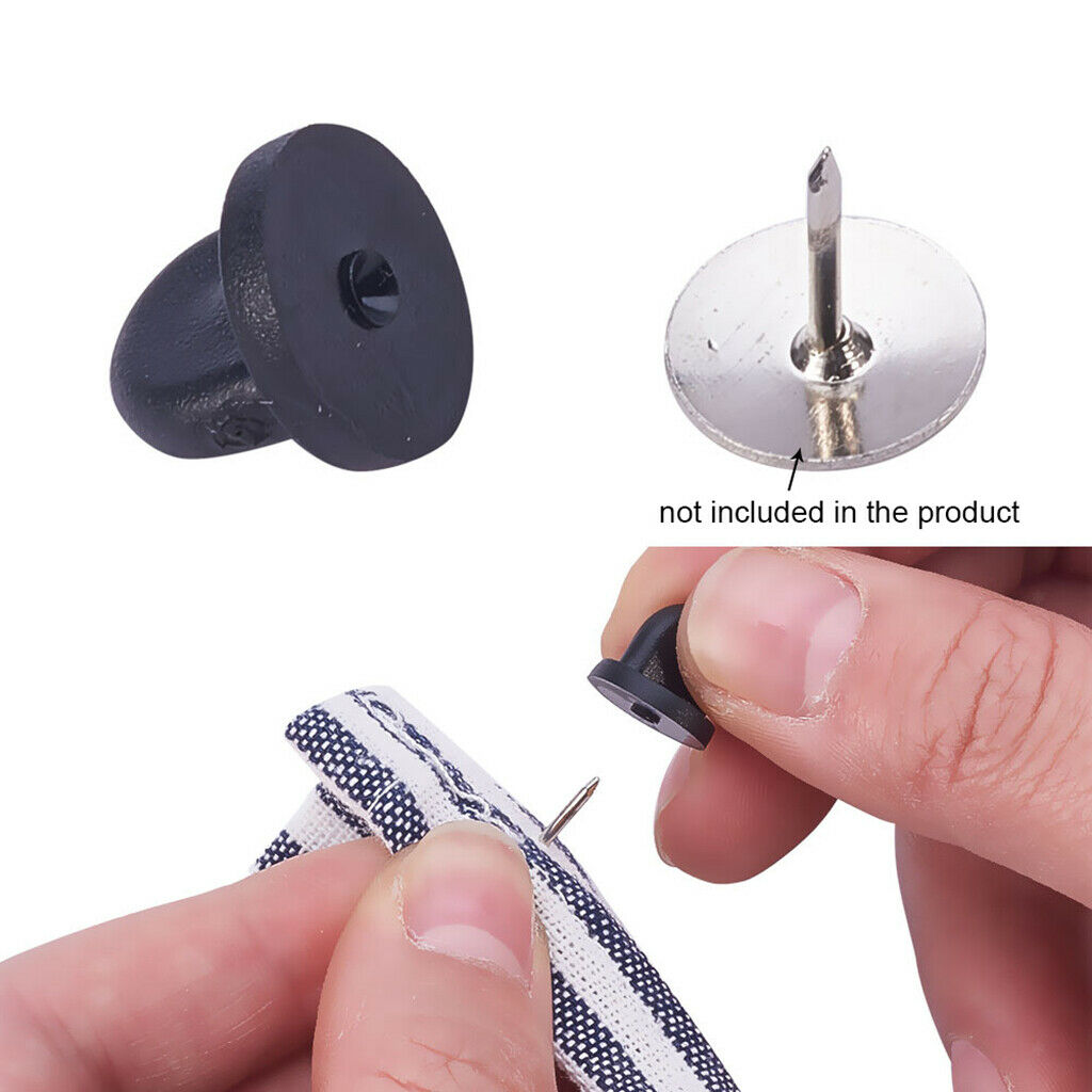 200   Black   PVC   Rubber   Pin   Backs   Replacement   Pin   Clutch   Backs
