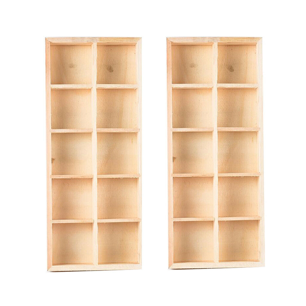 2pcs 10 Grid Wooden Succulent Planter Stylish Plant Flowerpot Flower Pot Tray