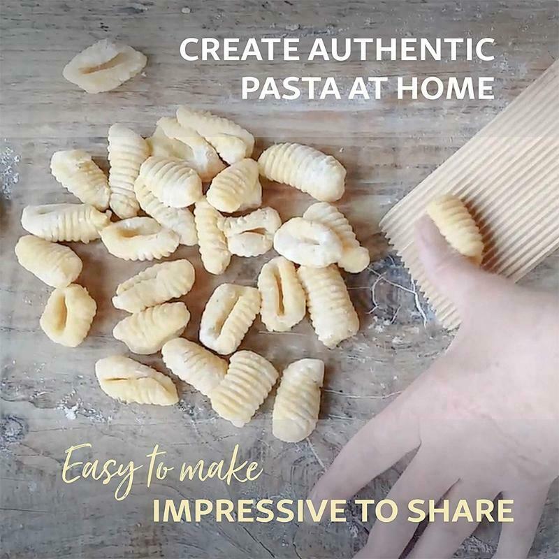 Gnocchi Pasta Plate Spiral Noodle Tool Wooden Butter Table Stripe Pattern Noodle