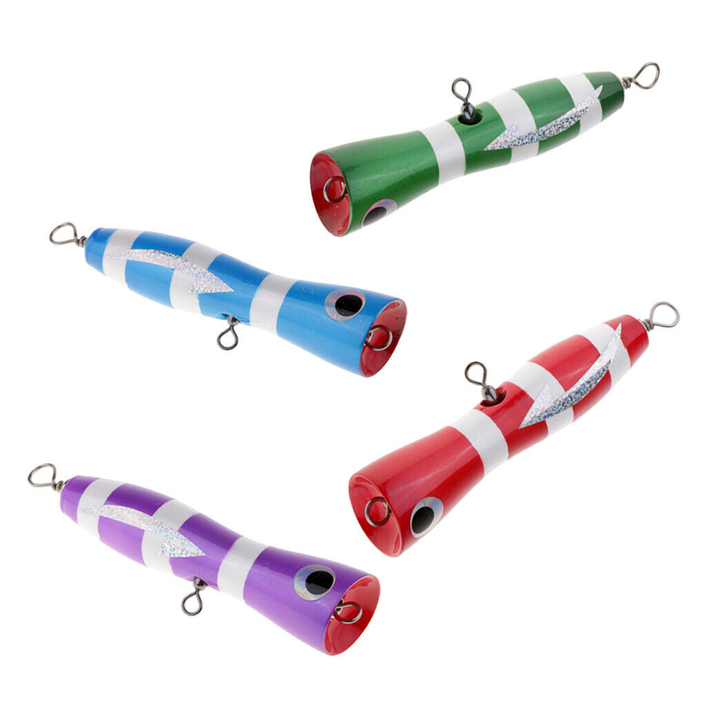 Wood Popper Lure Hard Bait Big Game Trolling Top Water Crankbaits Purple