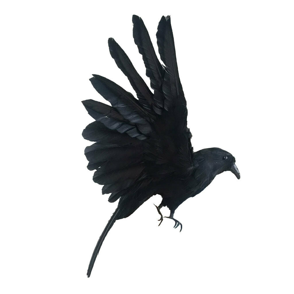 Artificial Realistic Woodland Birds for Garden Home Decoration Raven