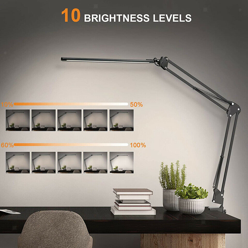Bedroom Flexible Reading LED Light with Clamp Bed Desk Lamps Dimmable Kids